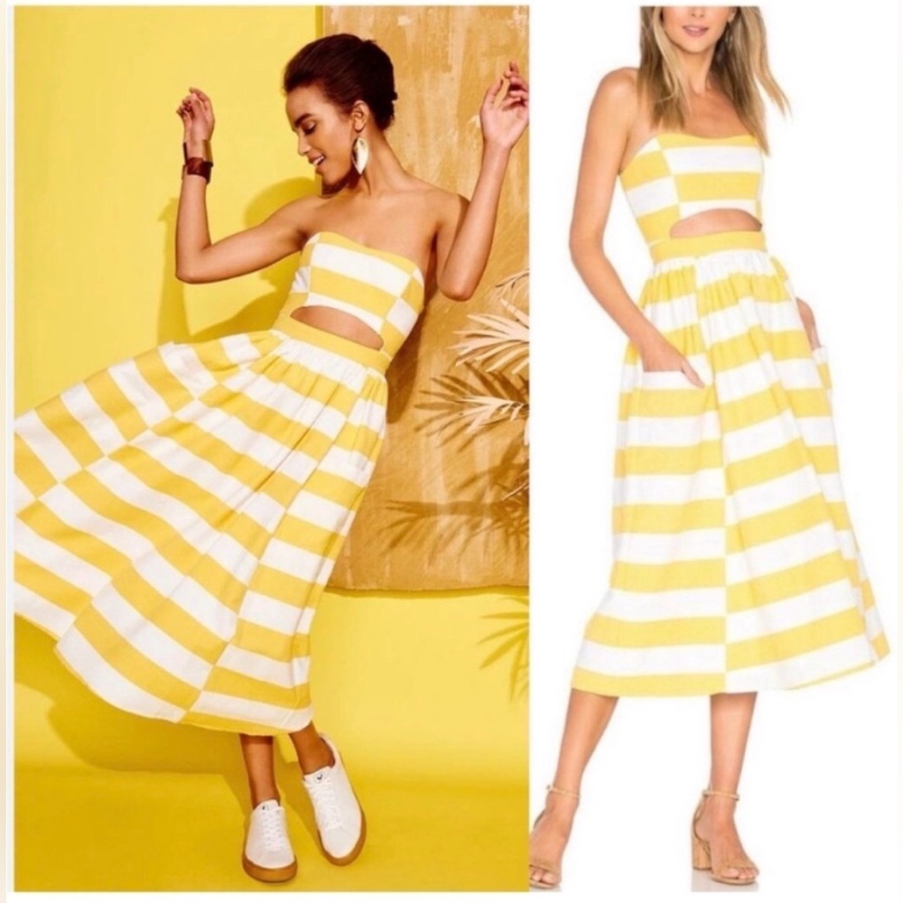 Cut Out Midi Dress in White & Yellow
MARA HOFFMAN Size 0
